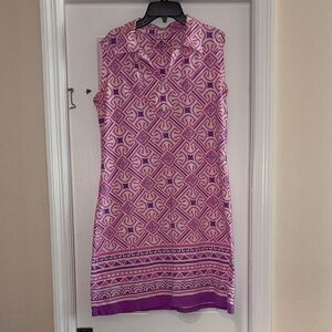 Pink and Purple Geometric Sleeveless Dress